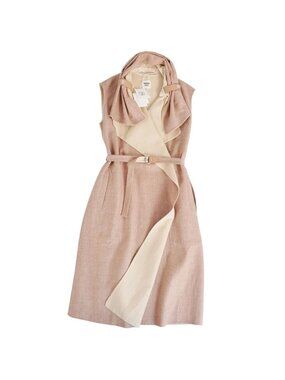 Hermes Wrap Coat Long Gilet Sleeves Beige Size